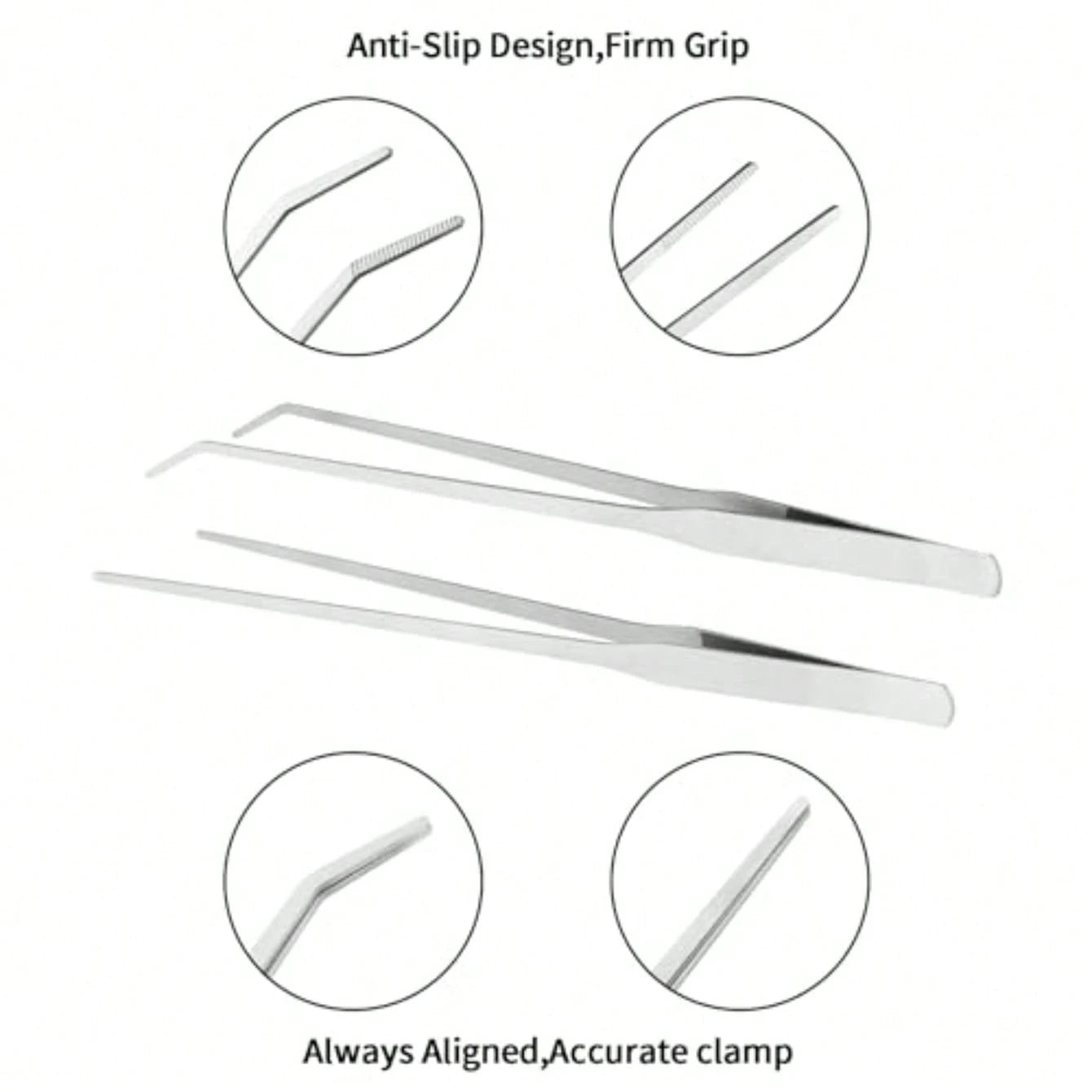 2PCS Long Aquarium Tweezers- 10.6" Straight And Curved Tweezers, Stainless Steel Reptile Feeding Tongs, Terrarium Aquascape Tools Feeder For Lizards, Bearded Dragon Snake Tank Accessories