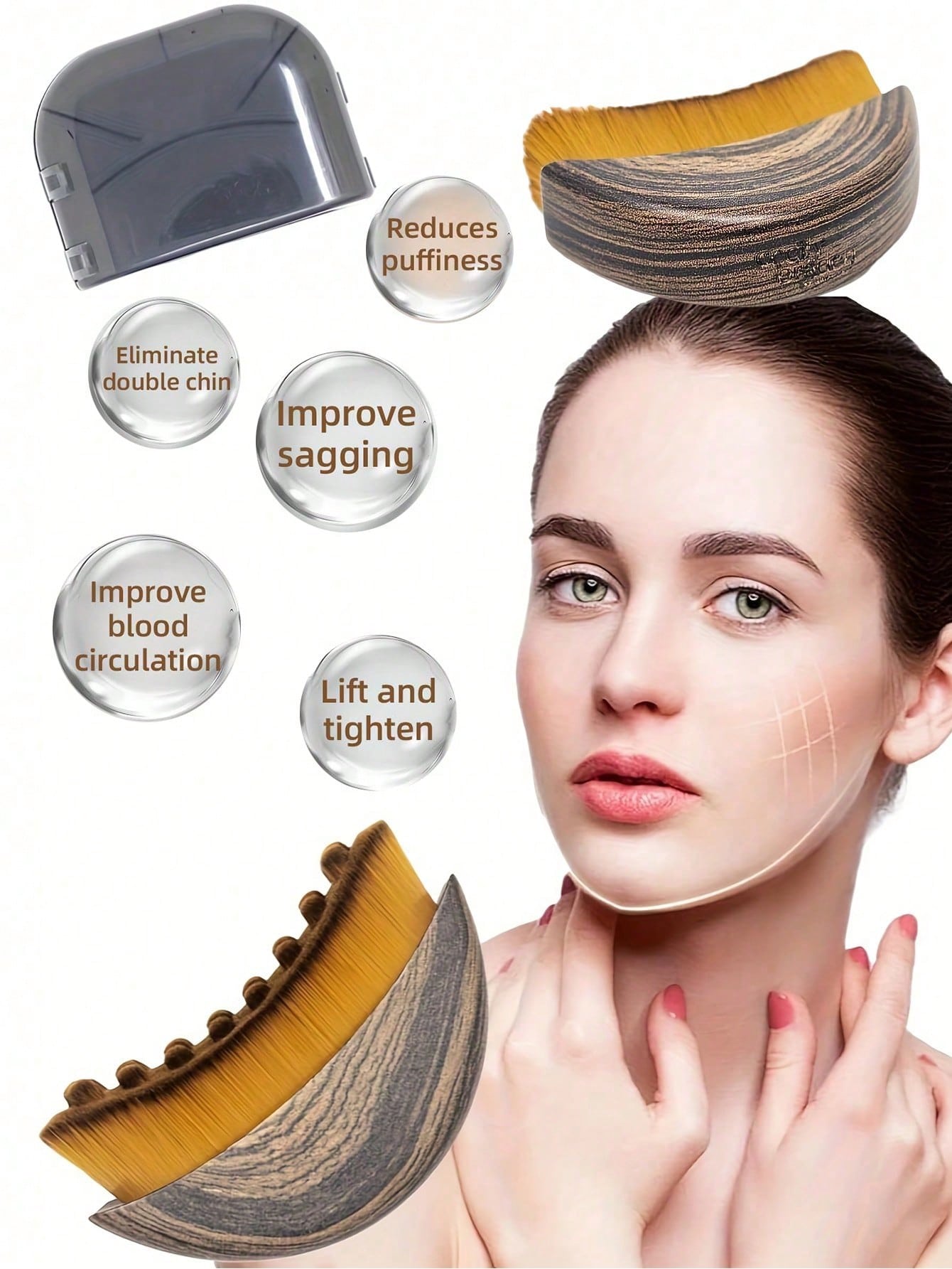 2pcs Lymphatic Drainage Massage Brush For Face And Body, Ergonomic Design To Contour Face And Jawline, Reduce Swelling And Fatigue Travel Essentials