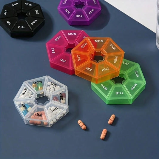 2pcs Mini 7-Grid Storage Box- Portable Weekly Pill Case, Ideal Gift For Elderly And Travelers