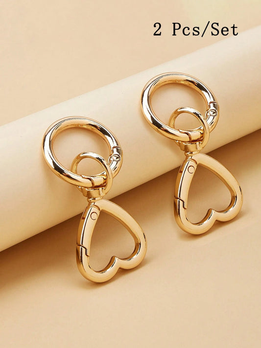 2pcs New Elegant Women's Accessories Metal Electroplated Parts Luxury Handmade Round Ring Round Keychain Connector Hook Bag Buckle Keychain For Bag