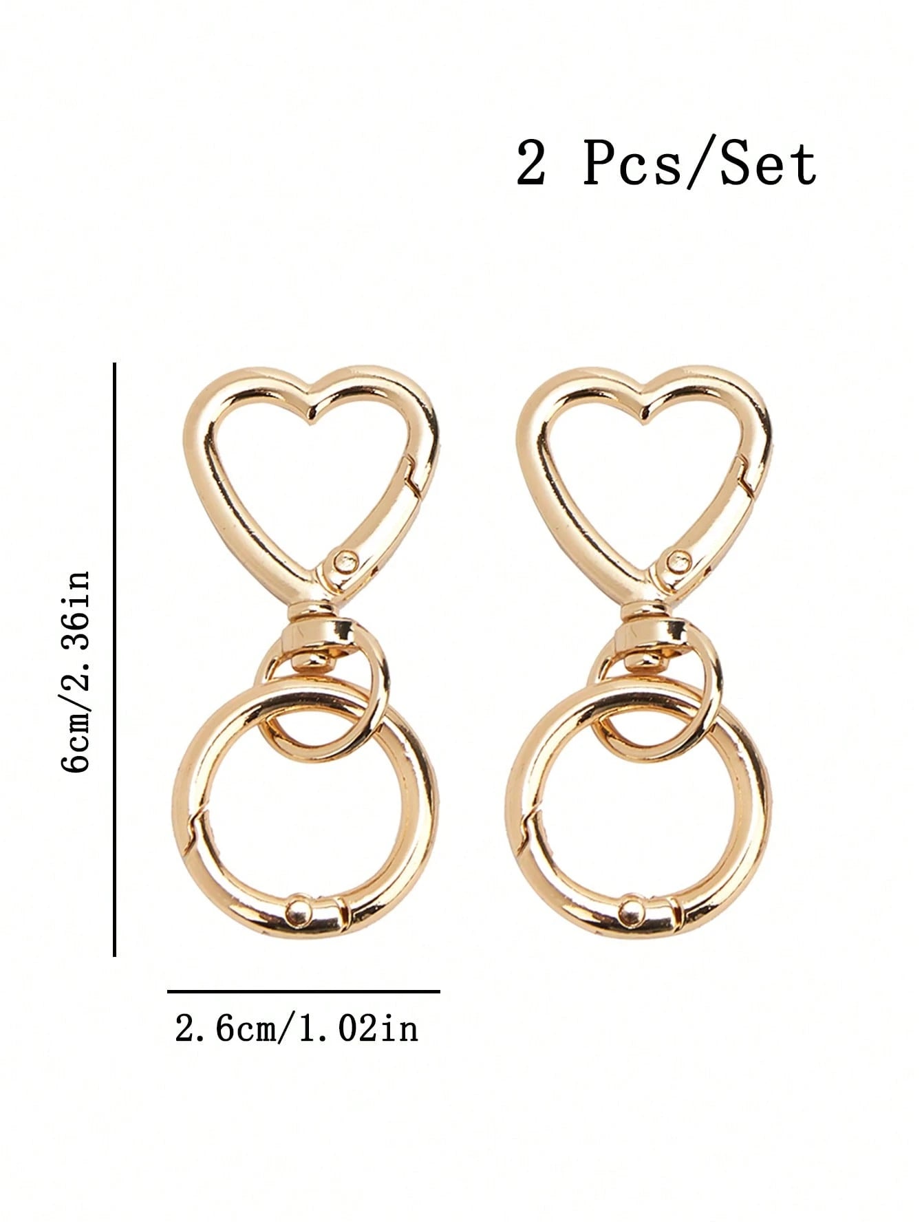2pcs New Elegant Women's Accessories Metal Electroplated Parts Luxury Handmade Round Ring Round Keychain Connector Hook Bag Buckle Keychain For Bag