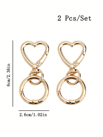 2pcs New Elegant Women's Accessories Metal Electroplated Parts Luxury Handmade Round Ring Round Keychain Connector Hook Bag Buckle Keychain For Bag