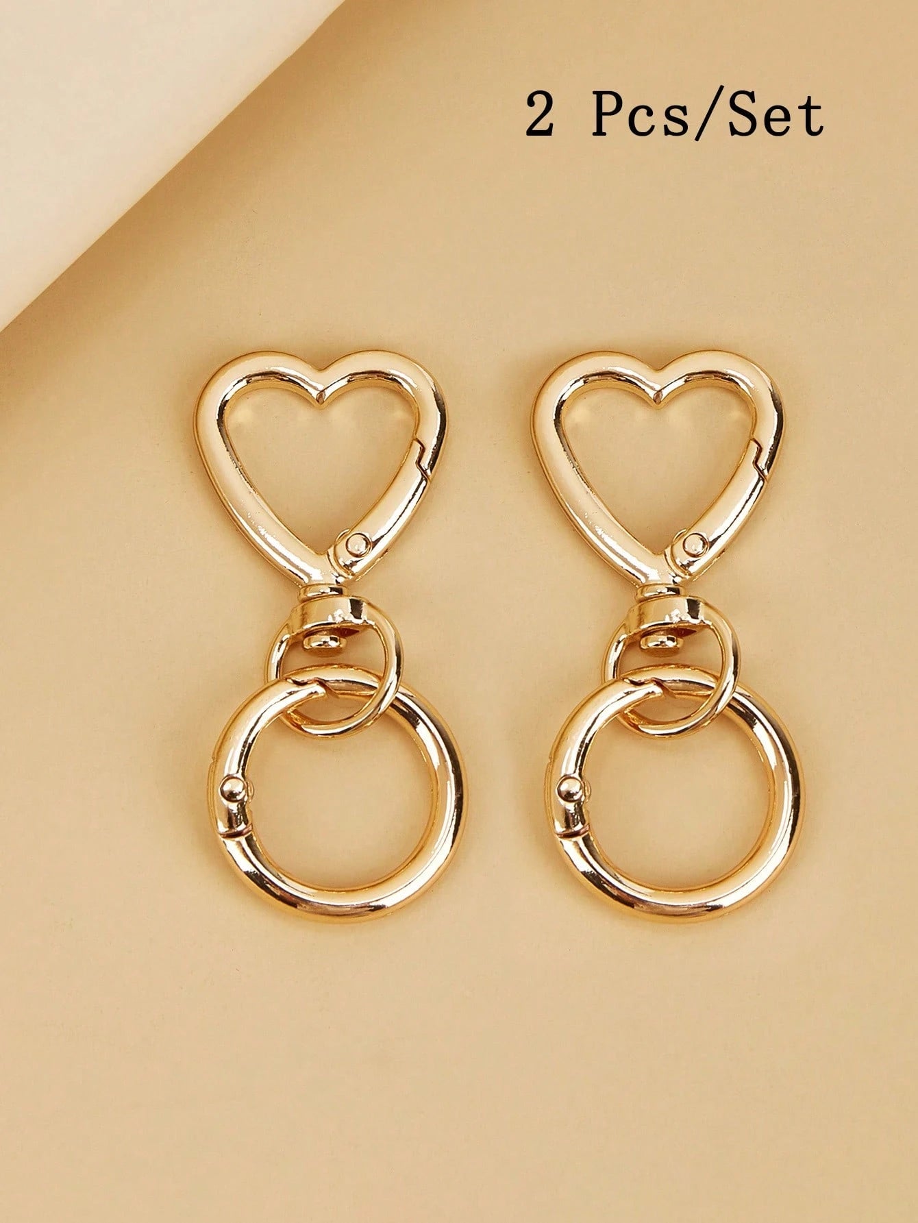 2pcs New Elegant Women's Accessories Metal Electroplated Parts Luxury Handmade Round Ring Round Keychain Connector Hook Bag Buckle Keychain For Bag