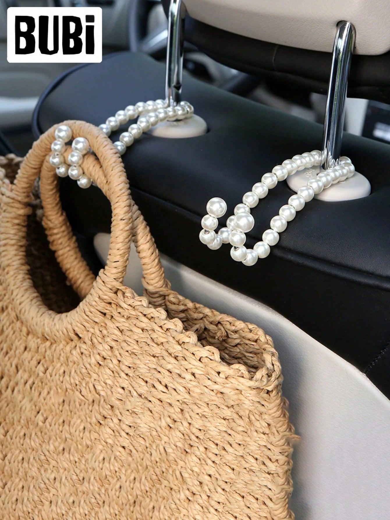 2pcs Pearl Car Seat Back Hooks Universal Storage Organizer Seat Hooks Car Interior Accessories