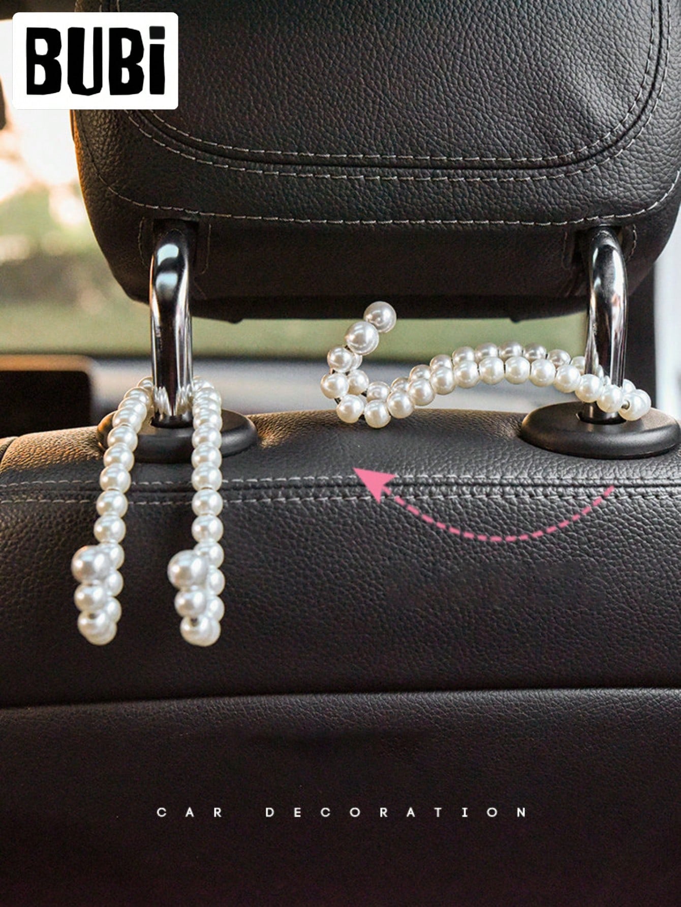 2pcs Pearl Car Seat Back Hooks Universal Storage Organizer Seat Hooks Car Interior Accessories