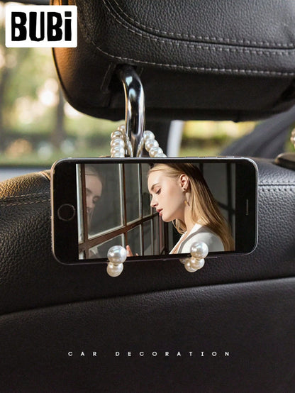 2pcs Pearl Car Seat Back Hooks Universal Storage Organizer Seat Hooks Car Interior Accessories