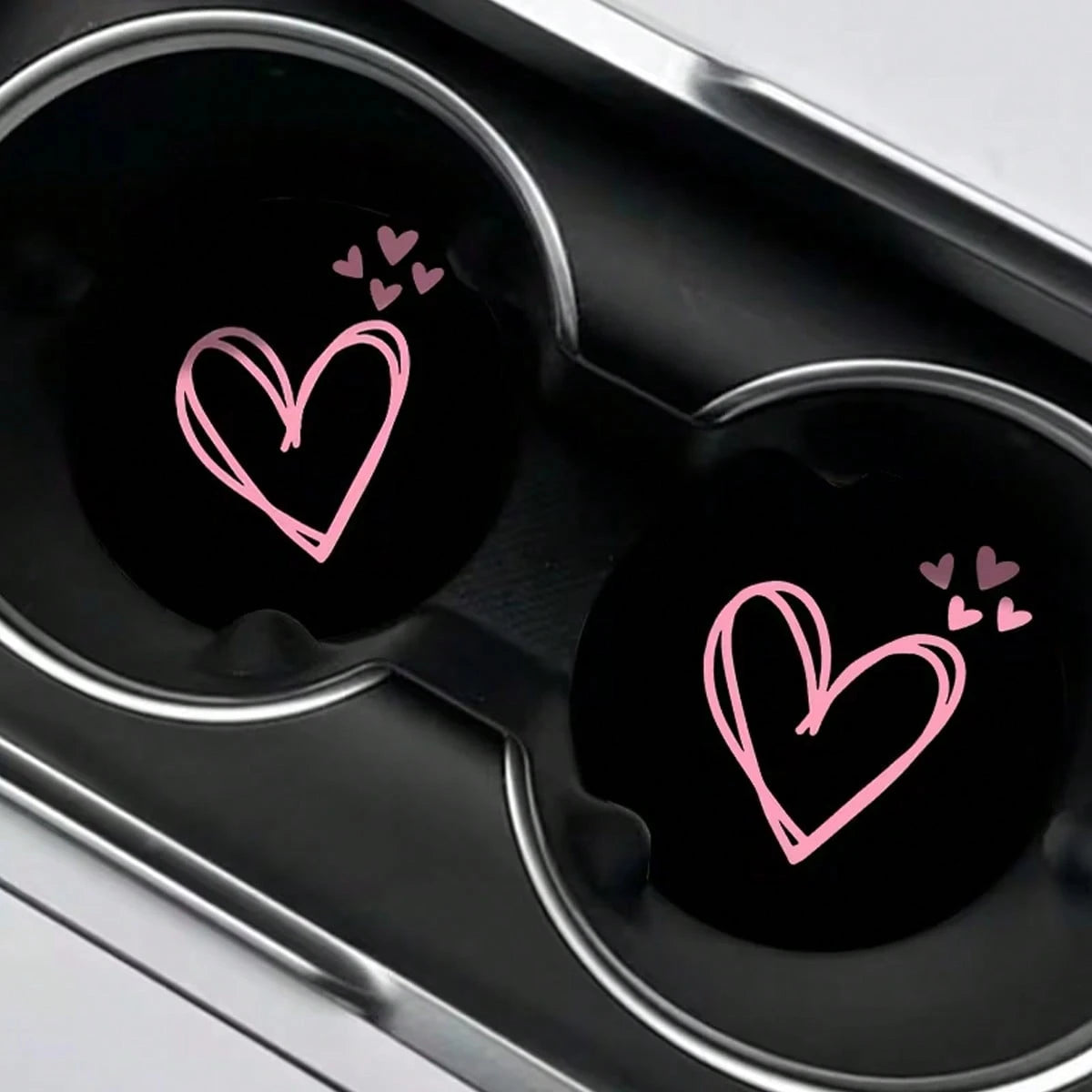 2pcs Pink Heart Shaped Car Cup Holders, Absorbent And Anti-Splash, Easy To Remove And Clean, Suitable For Office, Home And Car. Ideal Gift For Valentine's Day And Birthday, Enhancing Car Decor, Compac