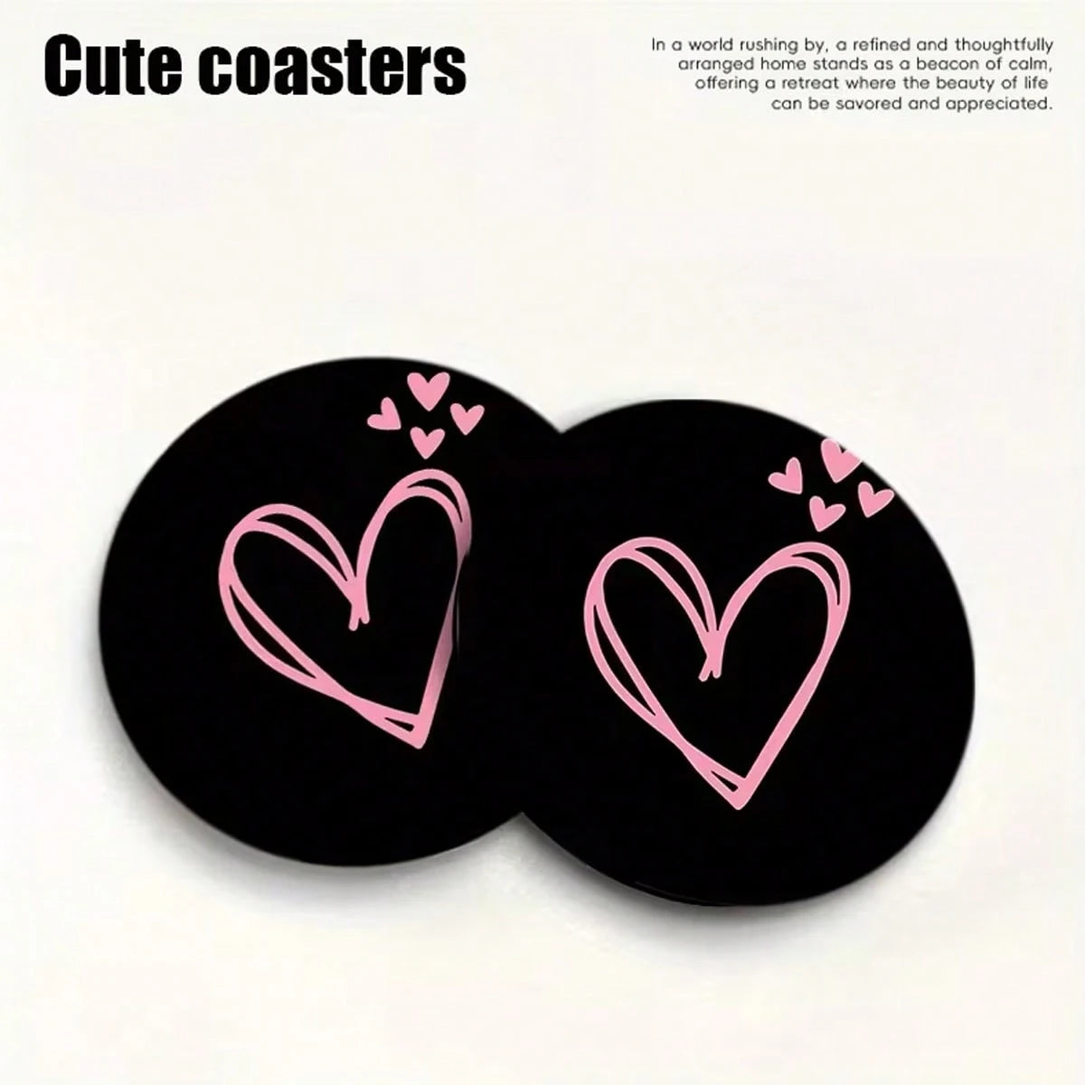 2pcs Pink Heart Shaped Car Cup Holders, Absorbent And Anti-Splash, Easy To Remove And Clean, Suitable For Office, Home And Car. Ideal Gift For Valentine's Day And Birthday, Enhancing Car Decor, Compac
