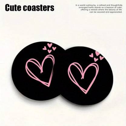 2pcs Pink Heart Shaped Car Cup Holders, Absorbent And Anti-Splash, Easy To Remove And Clean, Suitable For Office, Home And Car. Ideal Gift For Valentine's Day And Birthday, Enhancing Car Decor, Compac