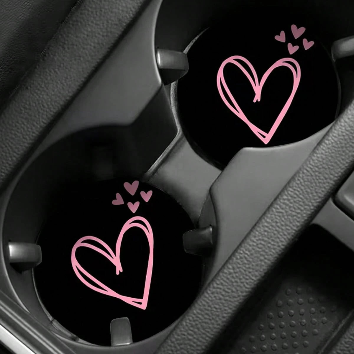 2pcs Pink Heart Shaped Car Cup Holders, Absorbent And Anti-Splash, Easy To Remove And Clean, Suitable For Office, Home And Car. Ideal Gift For Valentine's Day And Birthday, Enhancing Car Decor, Compac