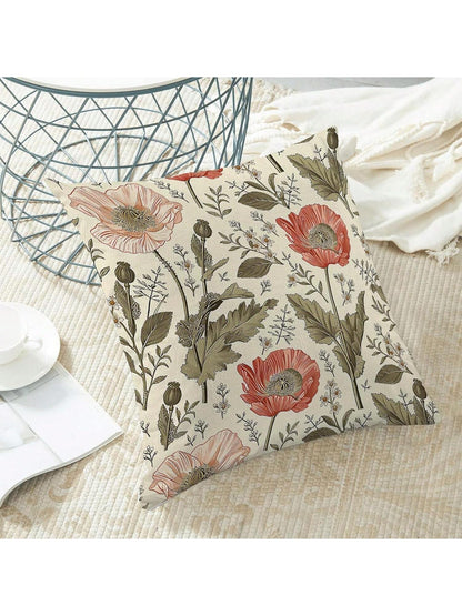 2pcs Sage Floral Vintage Pattern Spring Throw Pillow Covers, Room Decor With Floral & Botanical Motif, Seasonal Outdoor Pillow Covers, Sofa Cushion Covers, Single-Sided Printing Without Filling