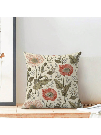 2pcs Sage Floral Vintage Pattern Spring Throw Pillow Covers, Room Decor With Floral & Botanical Motif, Seasonal Outdoor Pillow Covers, Sofa Cushion Covers, Single-Sided Printing Without Filling