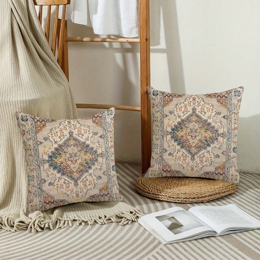 2pcs Sage Floral Vintage Pattern Spring Throw Pillow Covers, Room Decor With Floral & Botanical Motif, Seasonal Outdoor Pillow Covers, Sofa Cushion Covers, Single-Sided Printing Without Filling