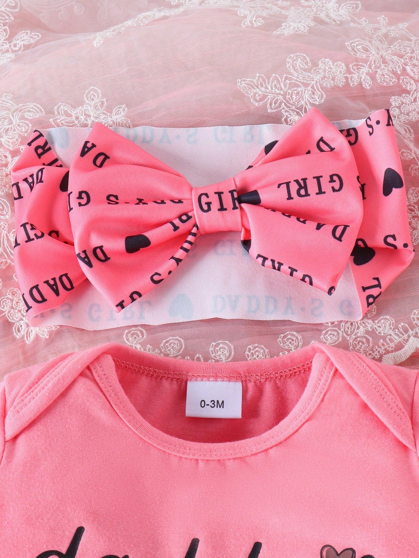 2pcs/Set Cute Letter Print Romper, Shorts & Headband Thin Summer Outfit For Baby Girls