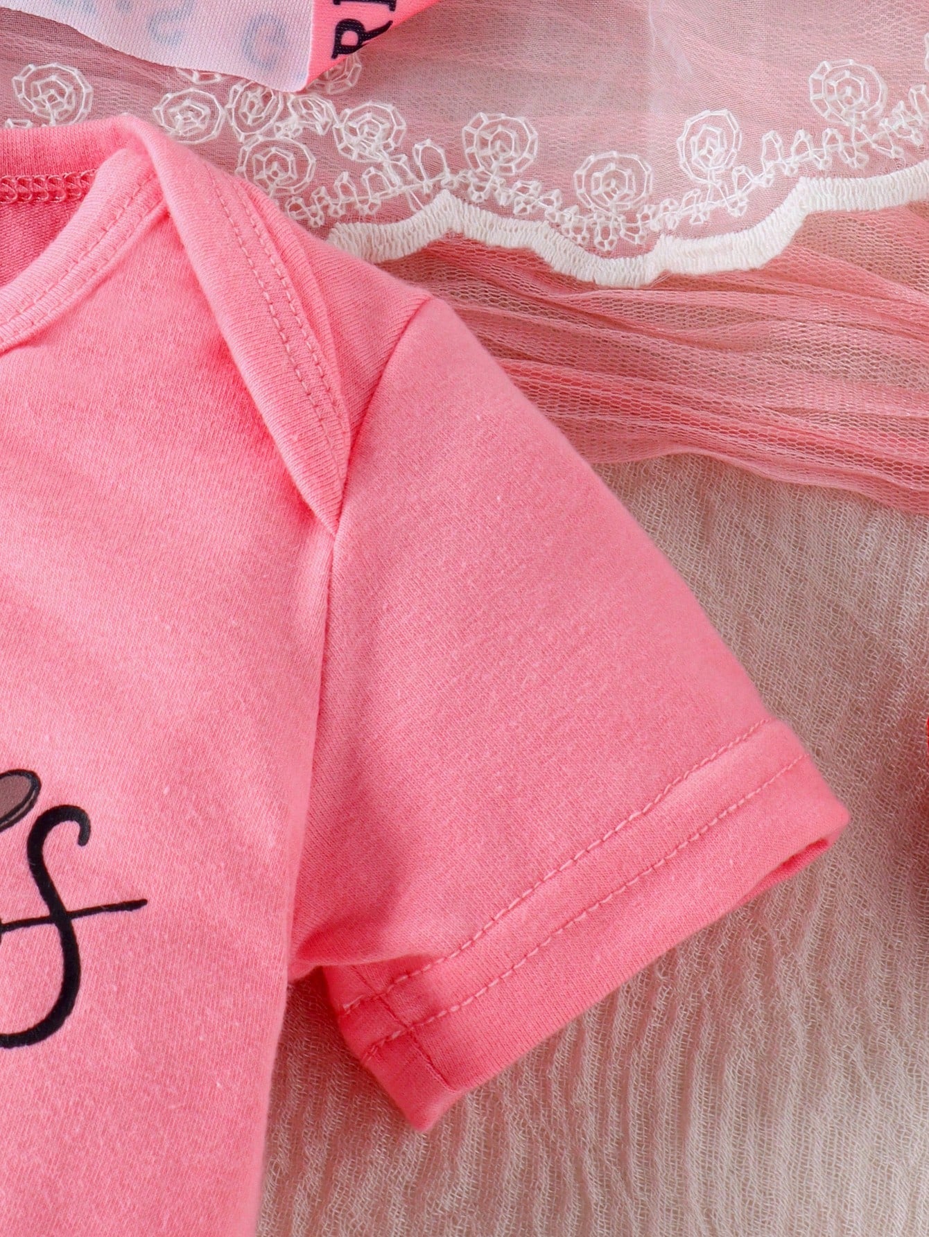 2pcs/Set Cute Letter Print Romper, Shorts & Headband Thin Summer Outfit For Baby Girls