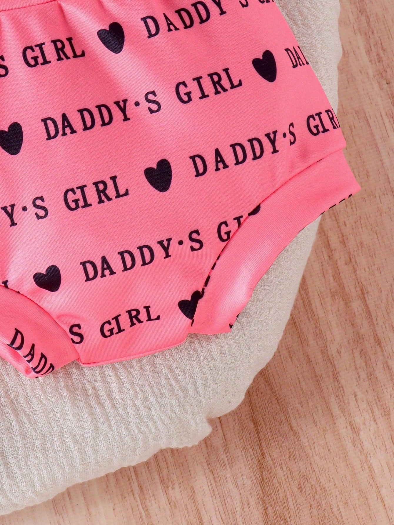 2pcs/Set Cute Letter Print Romper, Shorts & Headband Thin Summer Outfit For Baby Girls