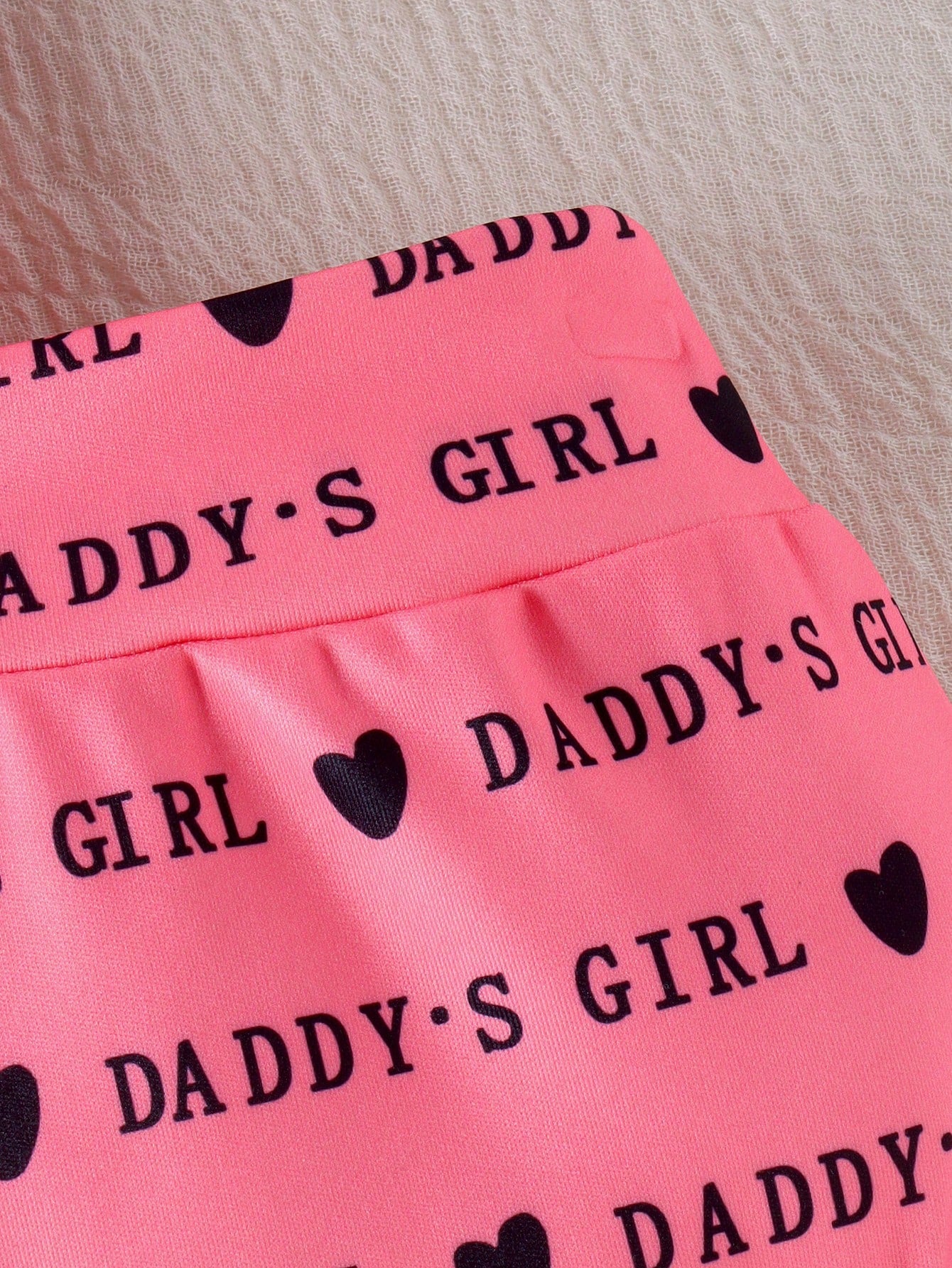 2pcs/Set Cute Letter Print Romper, Shorts & Headband Thin Summer Outfit For Baby Girls
