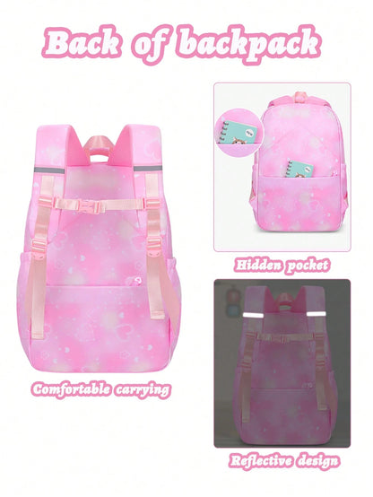 2pcs/Set Girls Backpack With Handbag, School Backpack For Girls, 15.6 Inch Laptop Backpack, Butterfly Bookbag Travel Bag, Back To School Essential, Suitable For Teenage Girls, Students, Middle And Hig