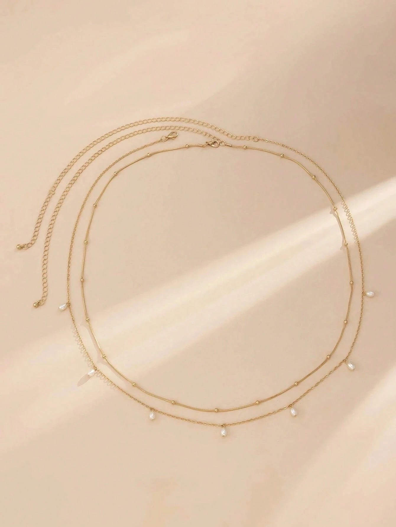2pcs/Set Handmade Faux Pearl Pendant Waist Chain, Adjustable Chain Length