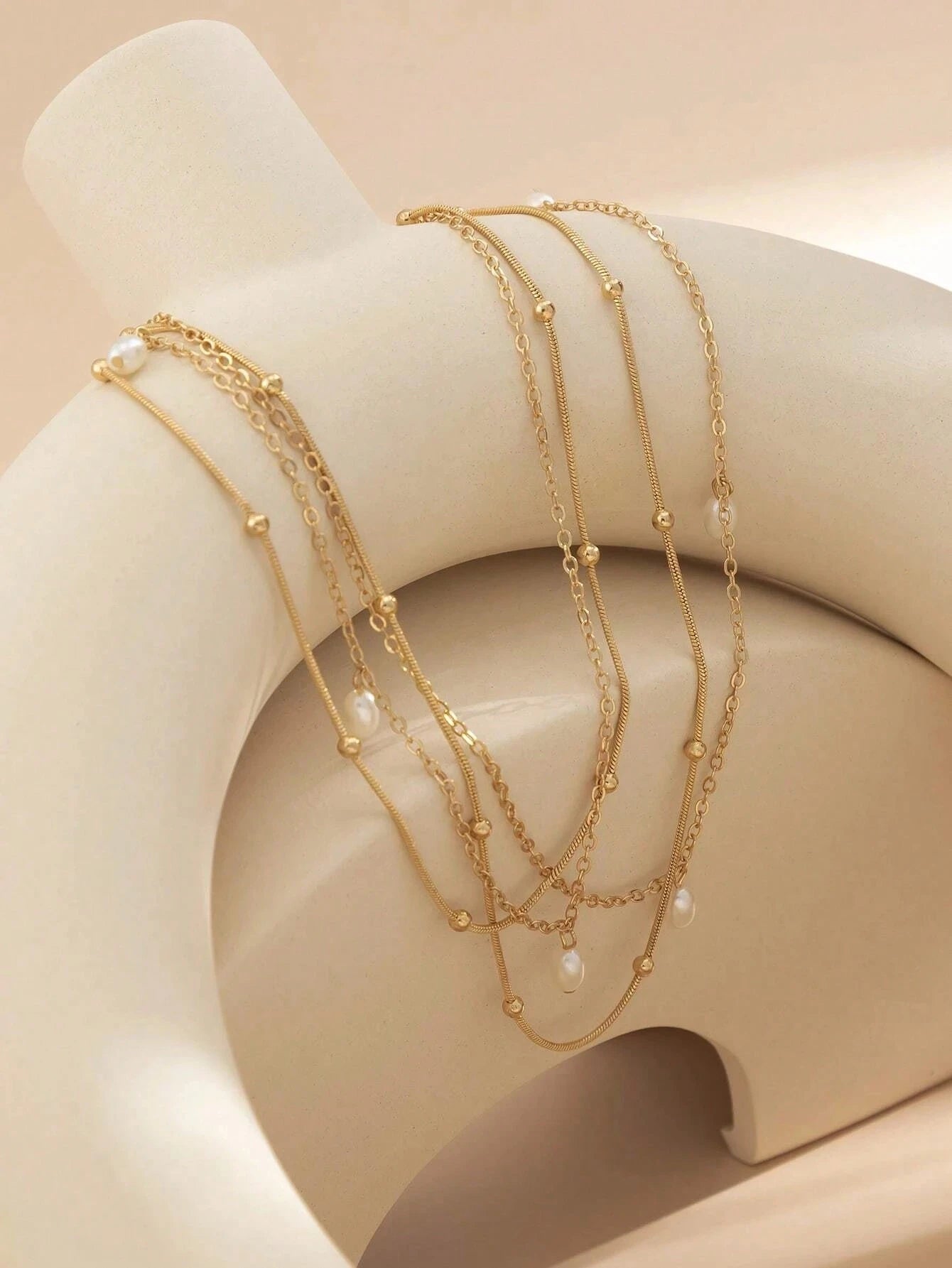 2pcs/Set Handmade Faux Pearl Pendant Waist Chain, Adjustable Chain Length