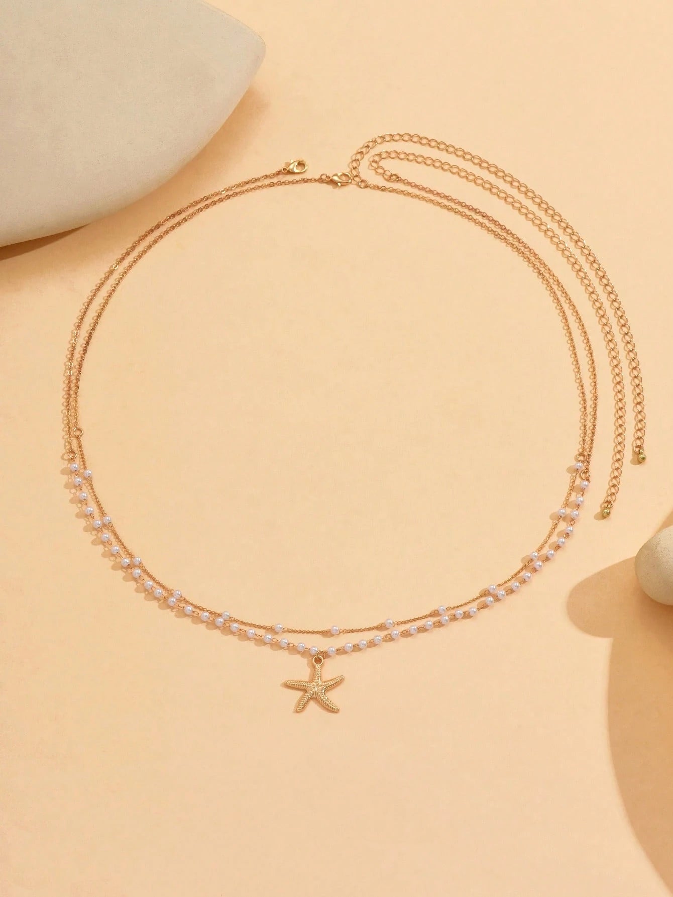 2pcs/Set Handmade Faux Pearl Pendant Waist Chain, Adjustable Chain Length