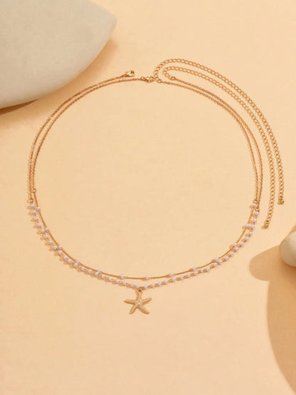 2pcs/Set Handmade Faux Pearl Pendant Waist Chain, Adjustable Chain Length