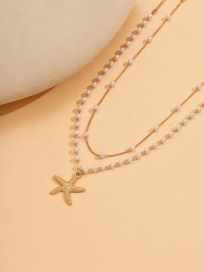 2pcs/Set Handmade Faux Pearl Pendant Waist Chain, Adjustable Chain Length