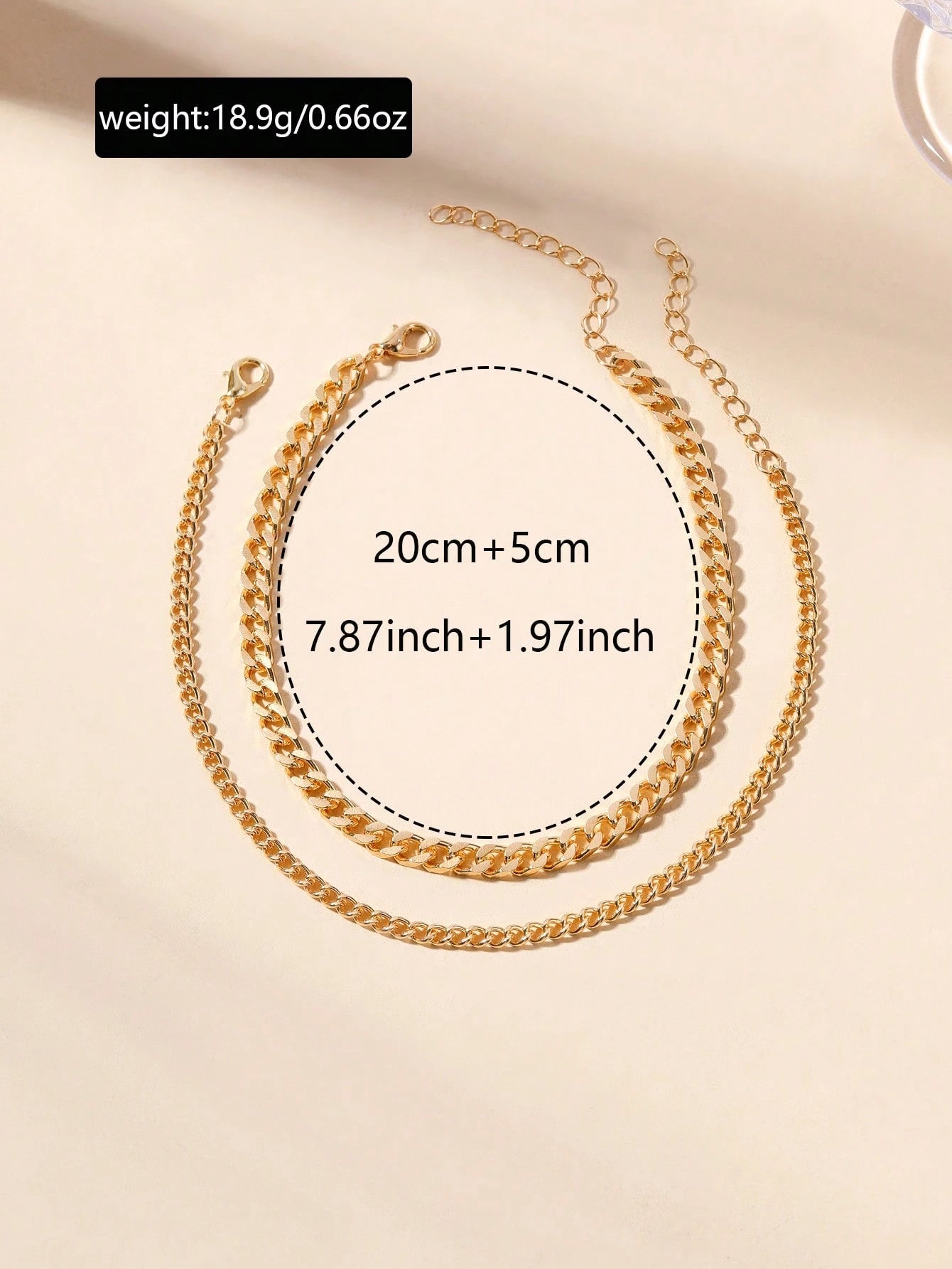 2pcs/set Vintage & Fashionable Simple Chain Style Double Layer Anklet For Women