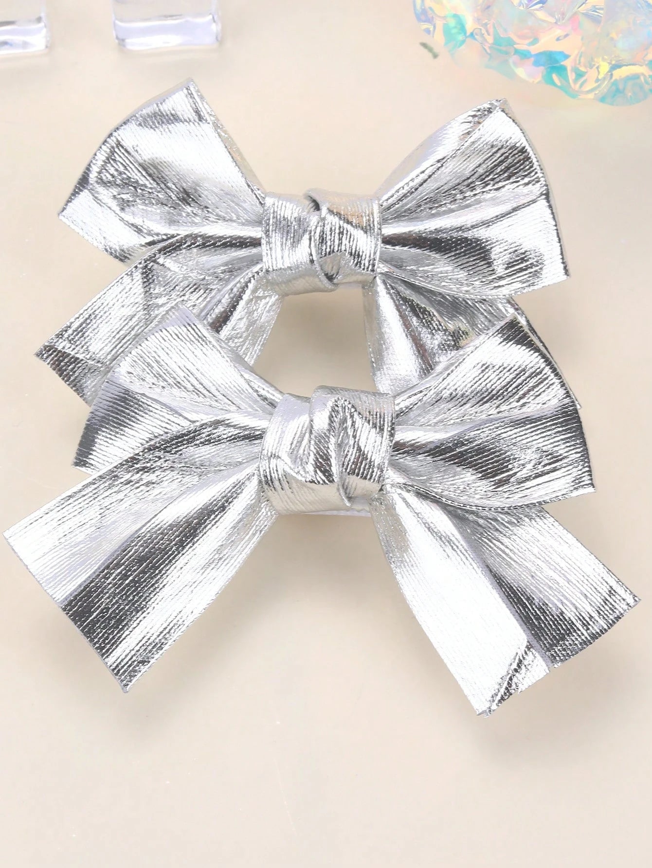 2pcs Silver Butterfly Hair Clips, Shiny Silver Hair Clips With Full Lining, Suitable For Children, Shiny Cute Hair Clips With Short Tails, Children's Hair Accessories, Valentine's Day Heart-Shaped Gif