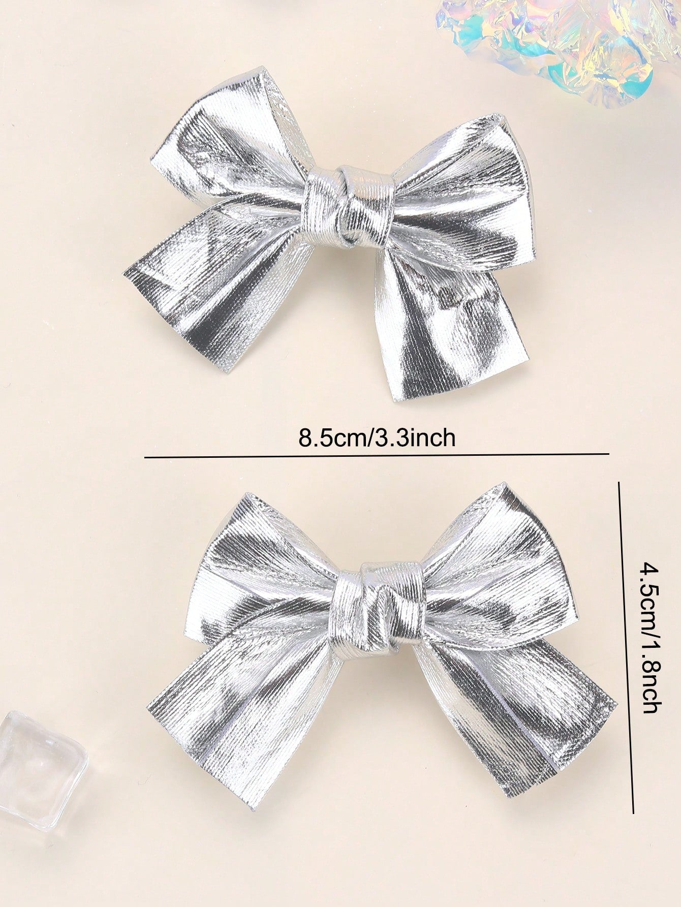 2pcs Silver Butterfly Hair Clips, Shiny Silver Hair Clips With Full Lining, Suitable For Children, Shiny Cute Hair Clips With Short Tails, Children's Hair Accessories, Valentine's Day Heart-Shaped Gif