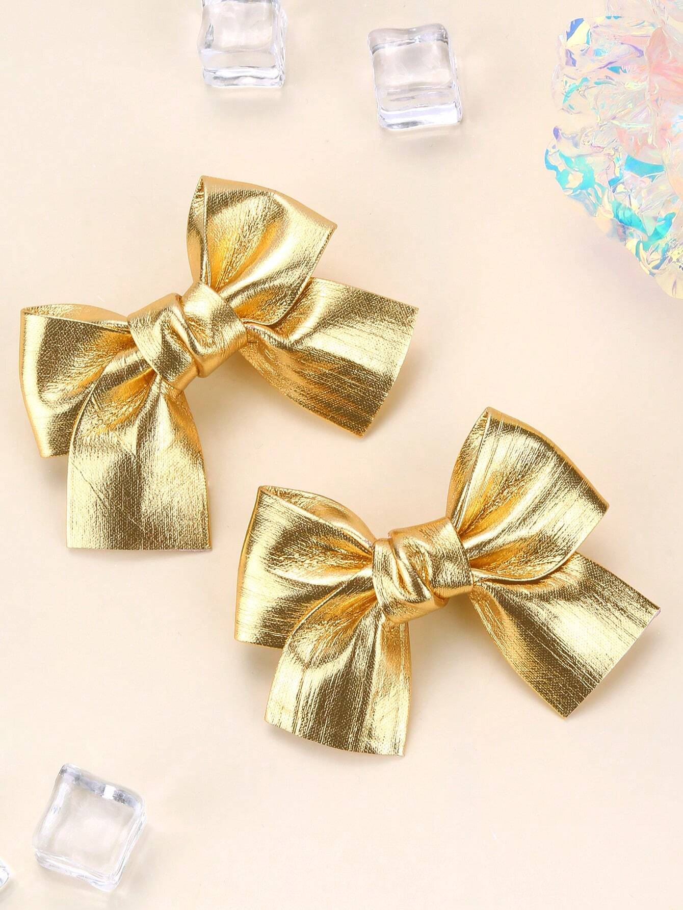 2pcs Silver Butterfly Hair Clips, Shiny Silver Hair Clips With Full Lining, Suitable For Children, Shiny Cute Hair Clips With Short Tails, Children's Hair Accessories, Valentine's Day Heart-Shaped Gif