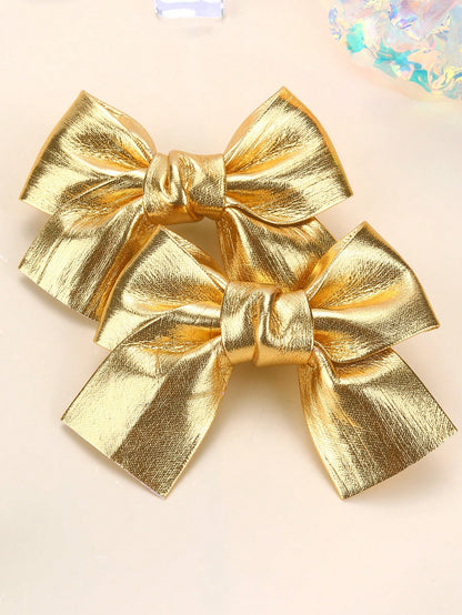 2pcs Silver Butterfly Hair Clips, Shiny Silver Hair Clips With Full Lining, Suitable For Children, Shiny Cute Hair Clips With Short Tails, Children's Hair Accessories, Valentine's Day Heart-Shaped Gif