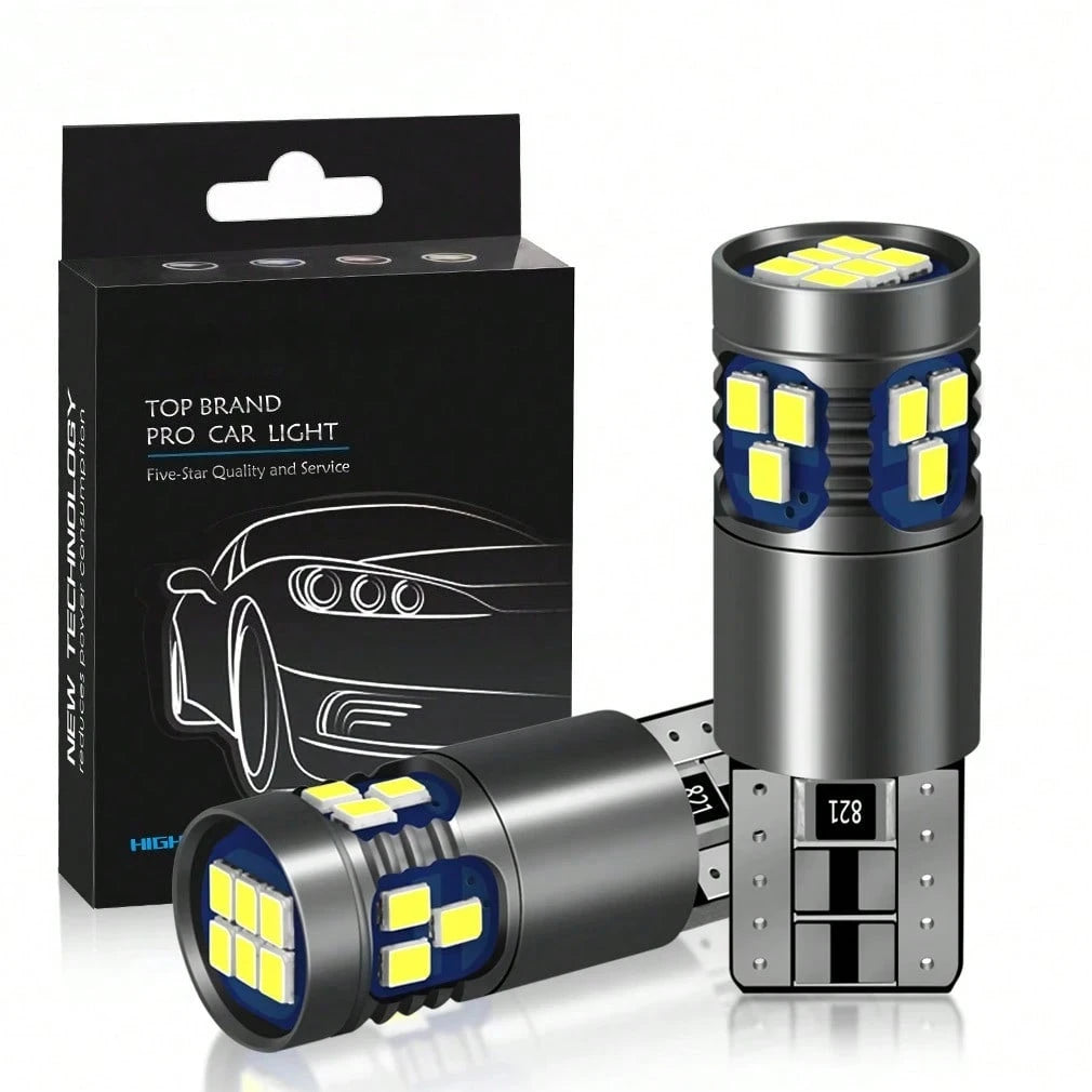 2Pcs T10 3570 CSP LED Bulbs 15000LM 6000K White, App-Control RGB & Cool White, Canbus Error Free For Cayenne, 12V/24V Car Headlight