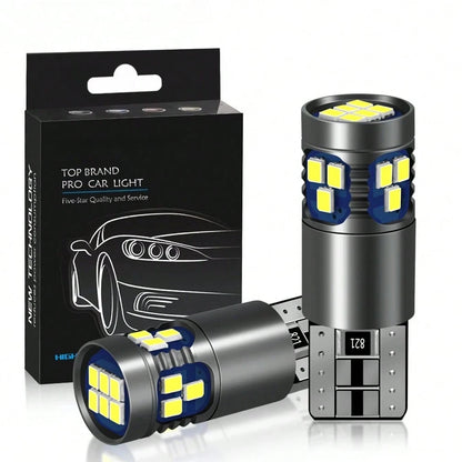 2Pcs T10 3570 CSP LED Bulbs 15000LM 6000K White, App-Control RGB & Cool White, Canbus Error Free For Cayenne, 12V/24V Car Headlight