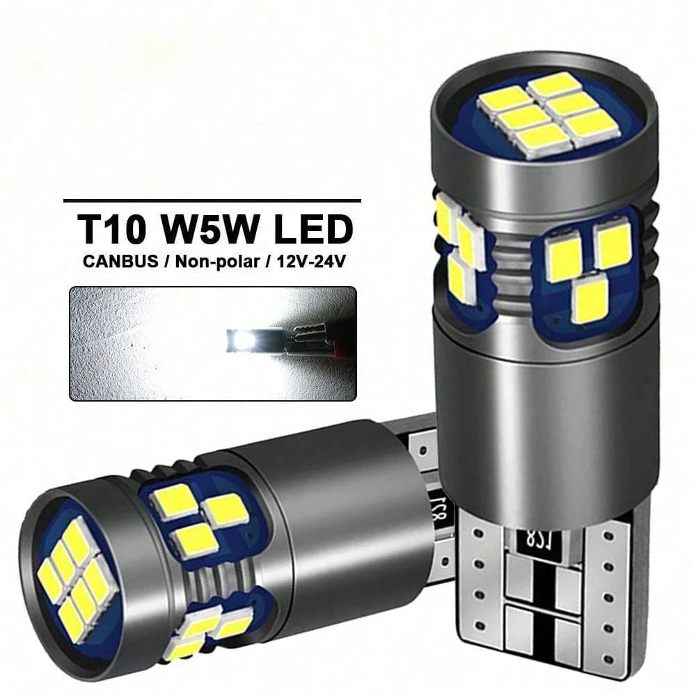 2Pcs T10 3570 CSP LED Bulbs 15000LM 6000K White, App-Control RGB & Cool White, Canbus Error Free For Cayenne, 12V/24V Car Headlight
