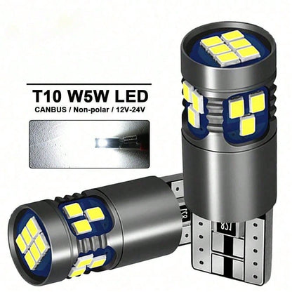 2Pcs T10 3570 CSP LED Bulbs 15000LM 6000K White, App-Control RGB & Cool White, Canbus Error Free For Cayenne, 12V/24V Car Headlight