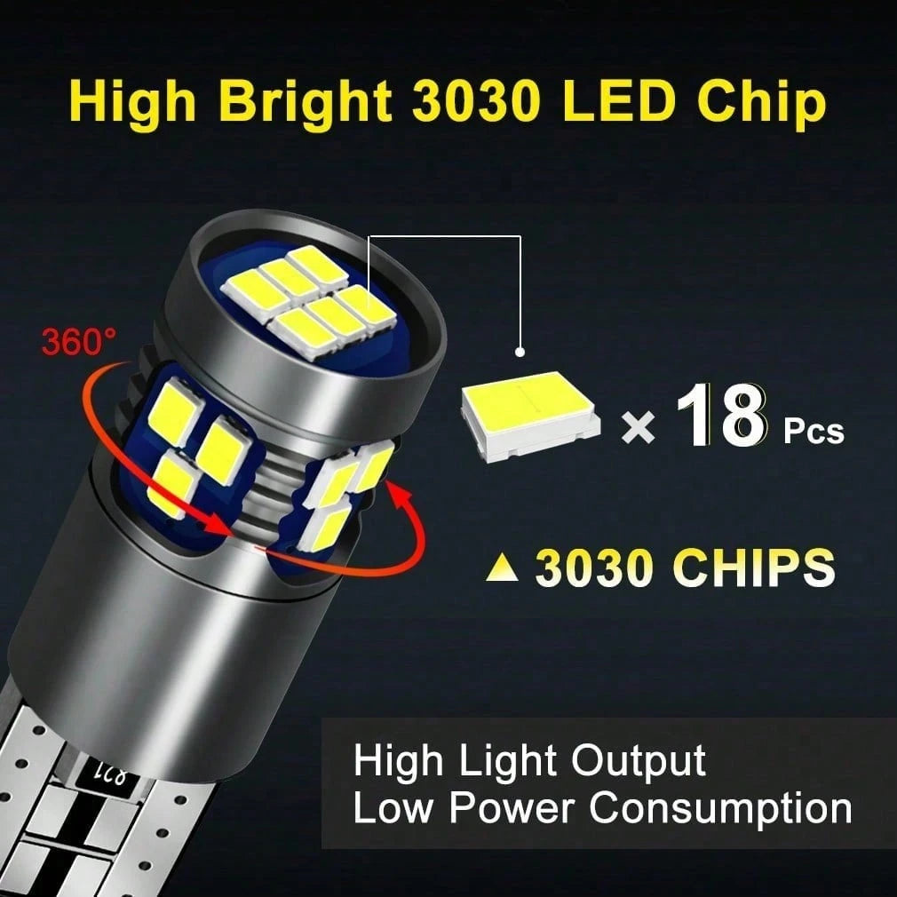 2Pcs T10 3570 CSP LED Bulbs 15000LM 6000K White, App-Control RGB & Cool White, Canbus Error Free For Cayenne, 12V/24V Car Headlight