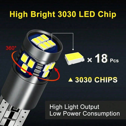 2Pcs T10 3570 CSP LED Bulbs 15000LM 6000K White, App-Control RGB & Cool White, Canbus Error Free For Cayenne, 12V/24V Car Headlight