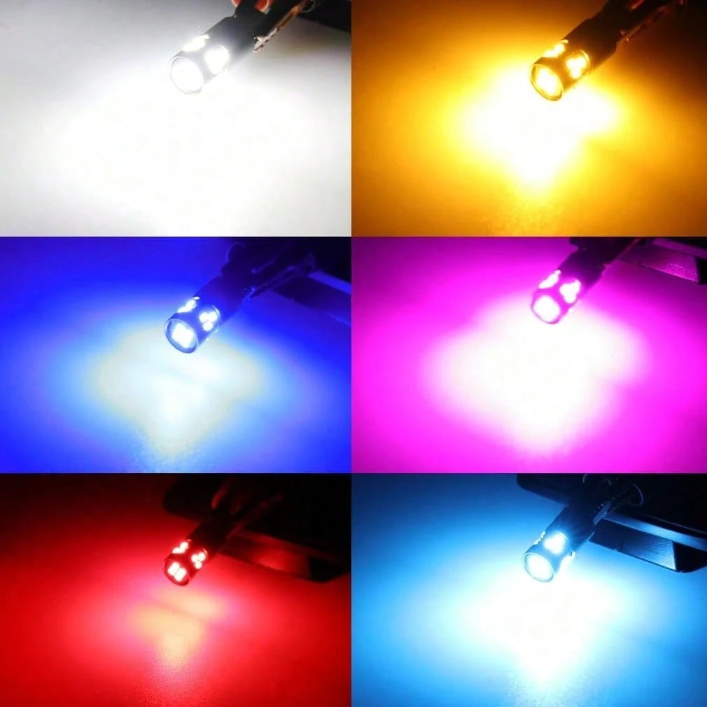 2Pcs T10 3570 CSP LED Bulbs 15000LM 6000K White, App-Control RGB & Cool White, Canbus Error Free For Cayenne, 12V/24V Car Headlight