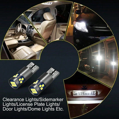 2Pcs T10 3570 CSP LED Bulbs 15000LM 6000K White, App-Control RGB & Cool White, Canbus Error Free For Cayenne, 12V/24V Car Headlight