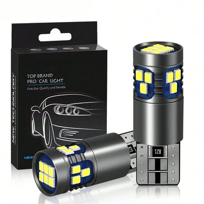 2Pcs T10 3570 CSP LED Bulbs 15000LM 6000K White, App-Control RGB & Cool White, Canbus Error Free For Cayenne, 12V/24V Car Headlight