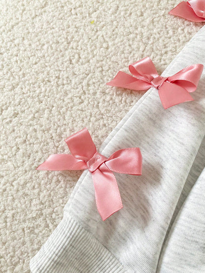 2pcs Toddler Baby Infant Girls Cute Y2K Pink Bow Knot Long Sleeve Soft Thick Hoodies Sweatpants 2 Piece Sets Clothes Back To School Fall Squishy Tops