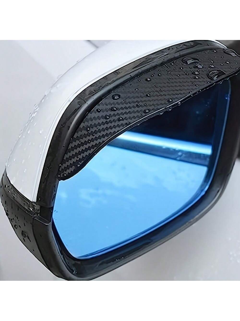 2pcs Upgraded Thickened Carbon Fiber Car Rain Visor Rearview Mirror, Universal Fit, Rainproof Function