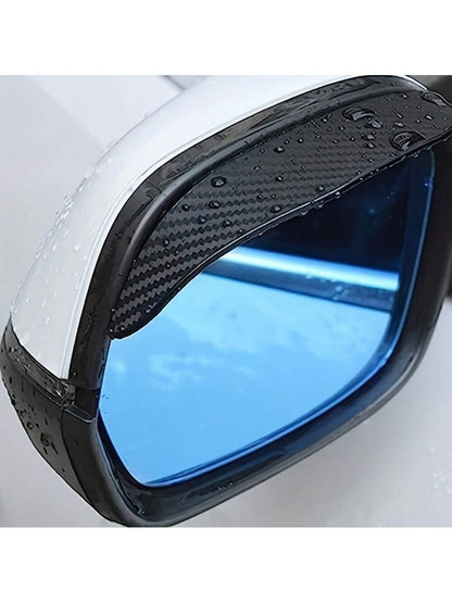 2pcs Upgraded Thickened Carbon Fiber Car Rain Visor Rearview Mirror, Universal Fit, Rainproof Function