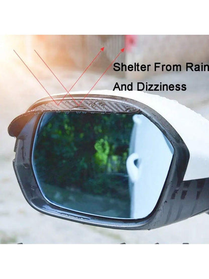 2pcs Upgraded Thickened Carbon Fiber Car Rain Visor Rearview Mirror, Universal Fit, Rainproof Function
