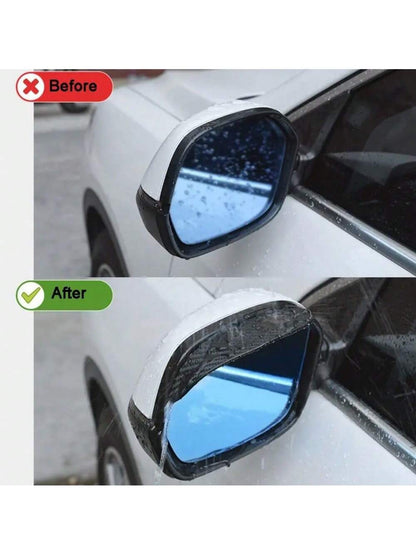 2pcs Upgraded Thickened Carbon Fiber Car Rain Visor Rearview Mirror, Universal Fit, Rainproof Function