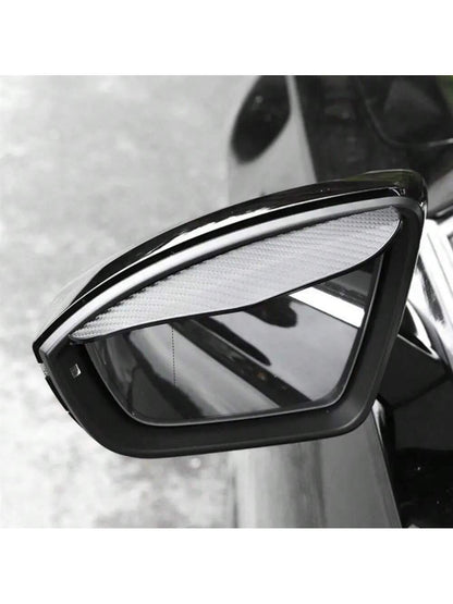 2pcs Upgraded Thickened Carbon Fiber Car Rain Visor Rearview Mirror, Universal Fit, Rainproof Function