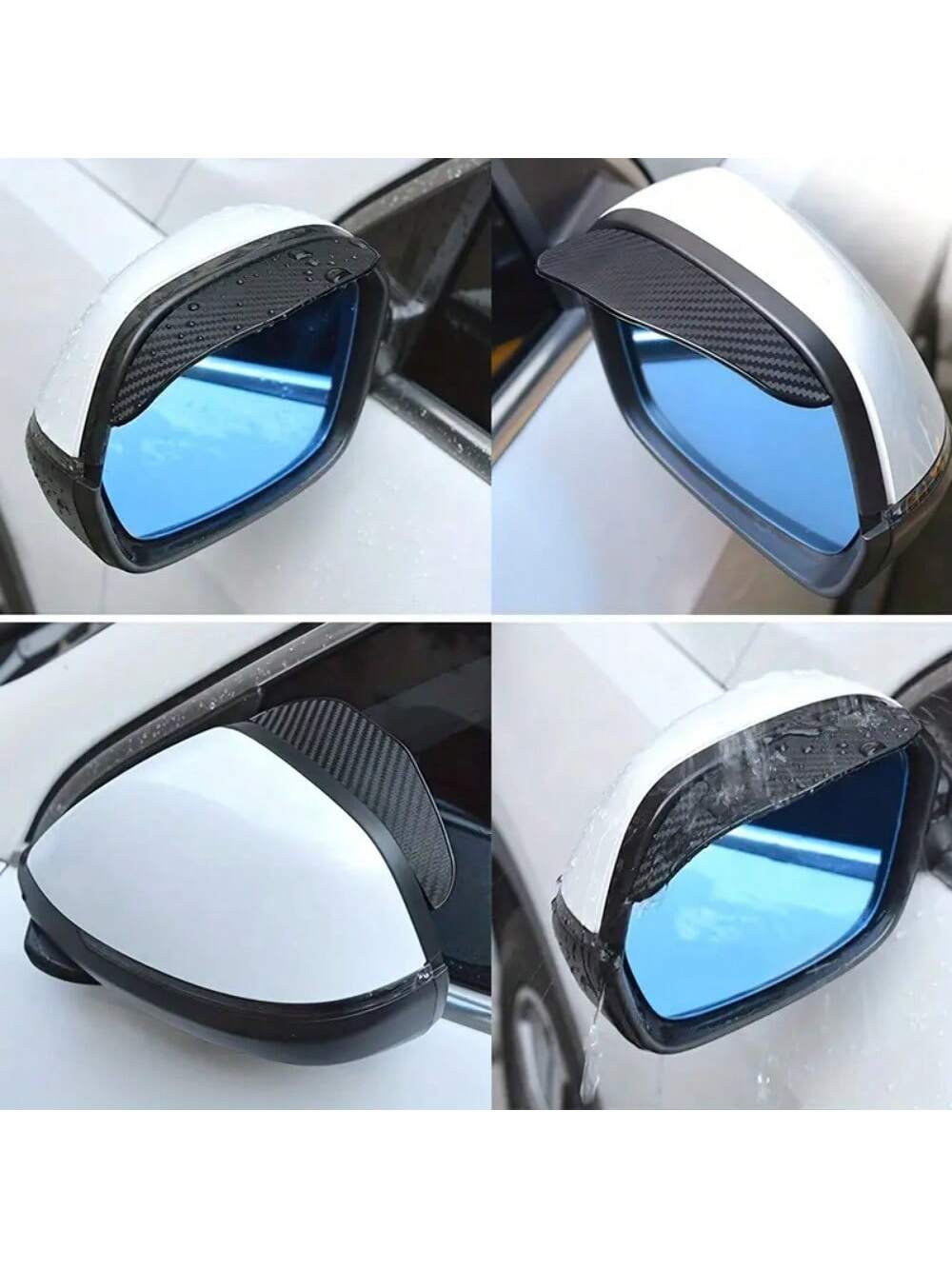 2pcs Upgraded Thickened Carbon Fiber Car Rain Visor Rearview Mirror, Universal Fit, Rainproof Function