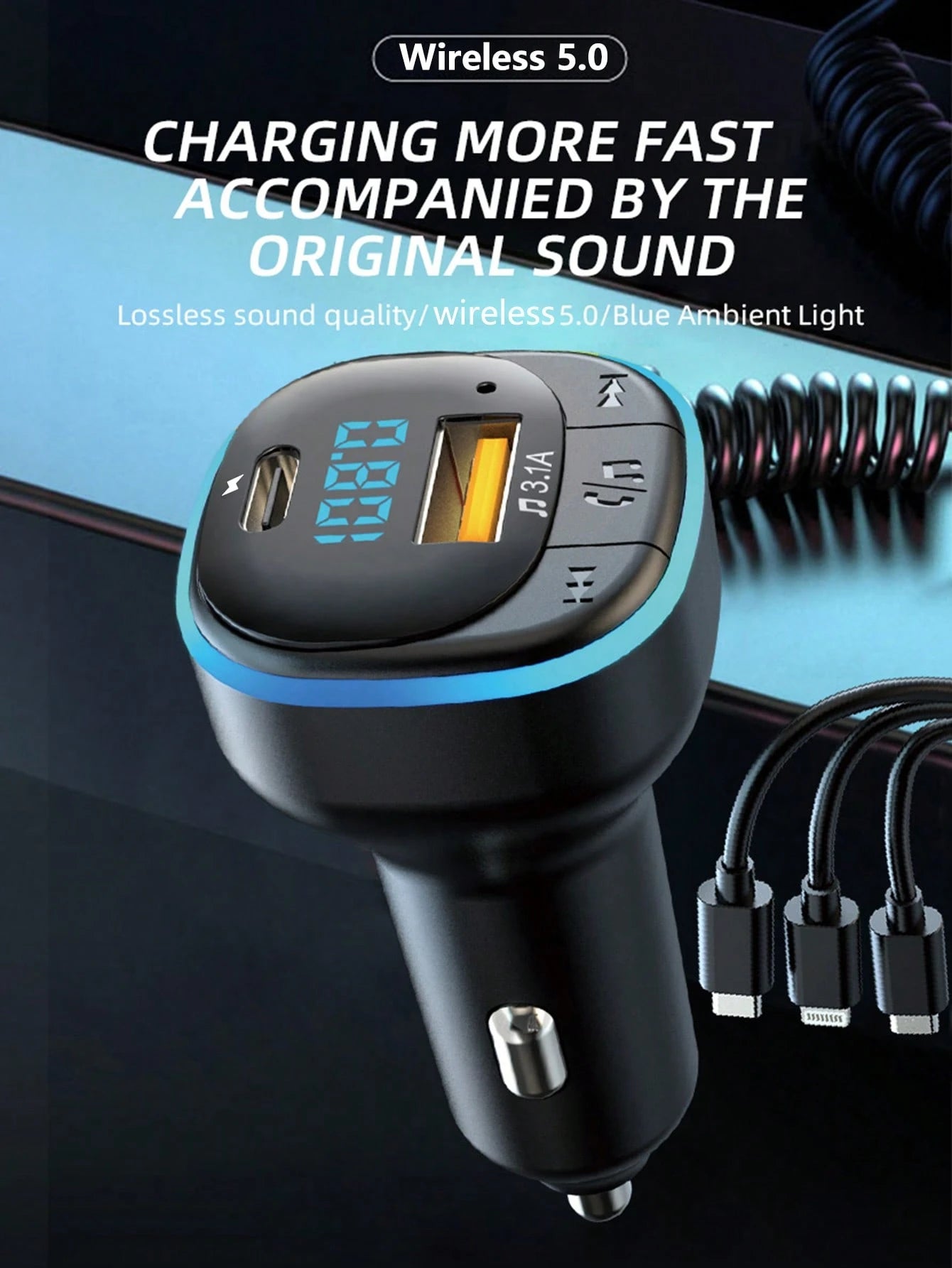 3.1A Multi-Function Car Charger & Car Media Player