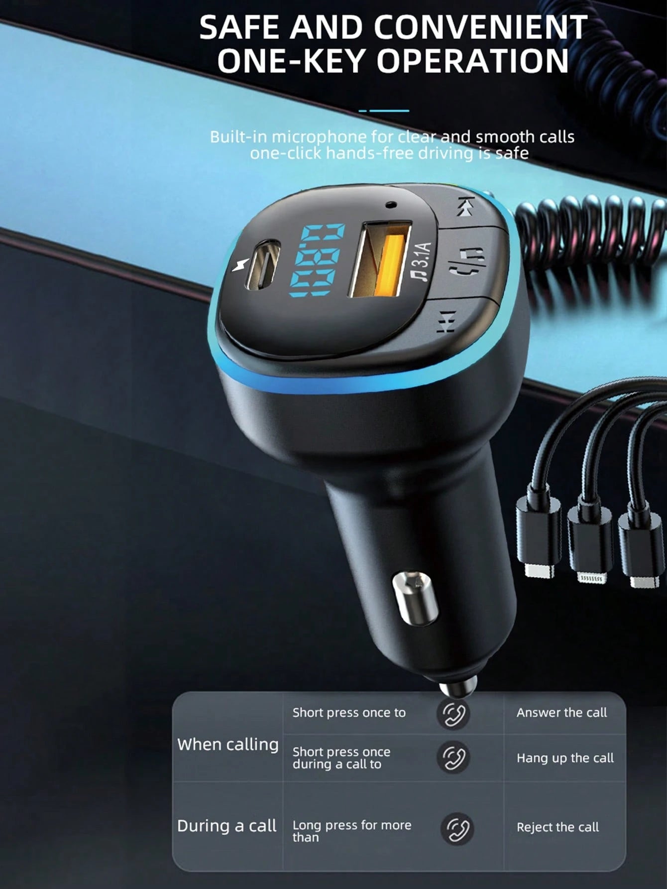 3.1A Multi-Function Car Charger & Car Media Player